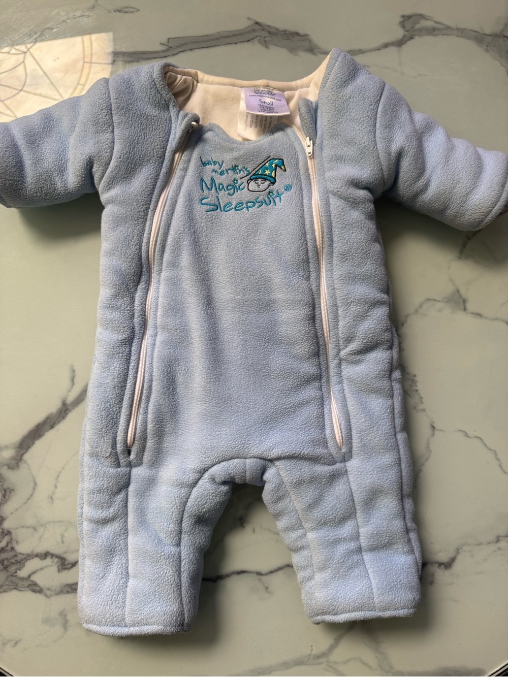 Baby Merlins Magic Sleepsuit- Light Blue Trim